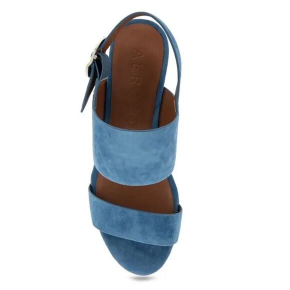 Aeorsoles Camera Light Blue (Indigo) Suede Platform Sandals Size 6.5M NIB π‘β¨π - Picture 4 of 15